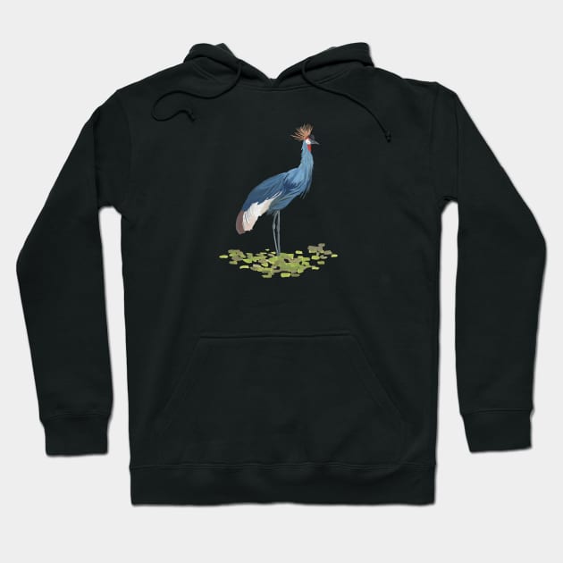 Grey Crowned Crane Hoodie by Das Brooklyn